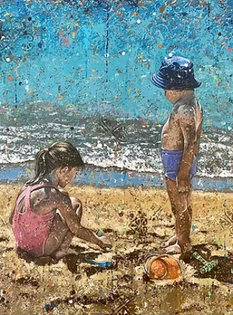 Playing in the beach
